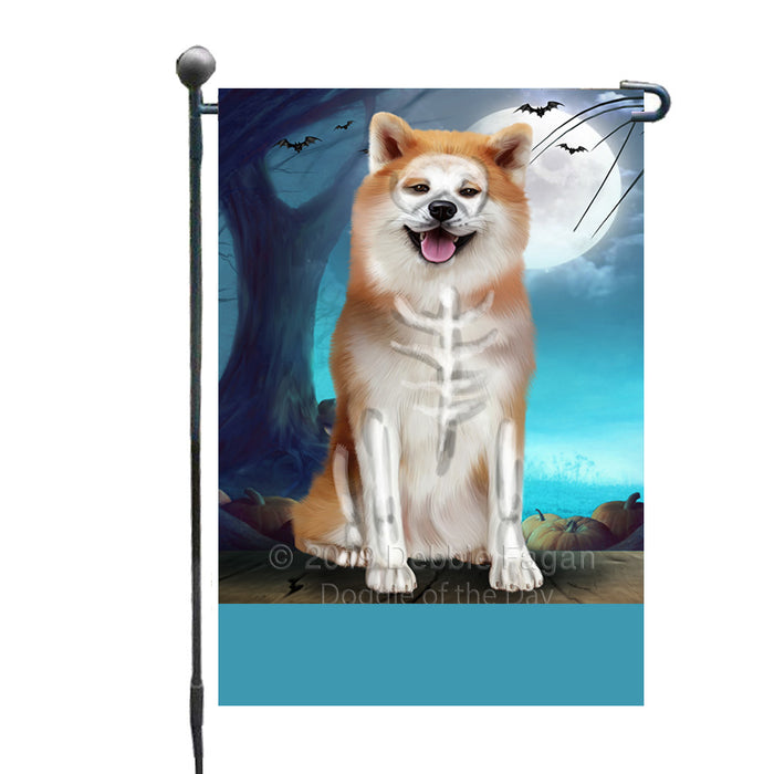 Personalized Happy Halloween Trick or Treat Akita Dog Skeleton Custom Garden Flag GFLG64502