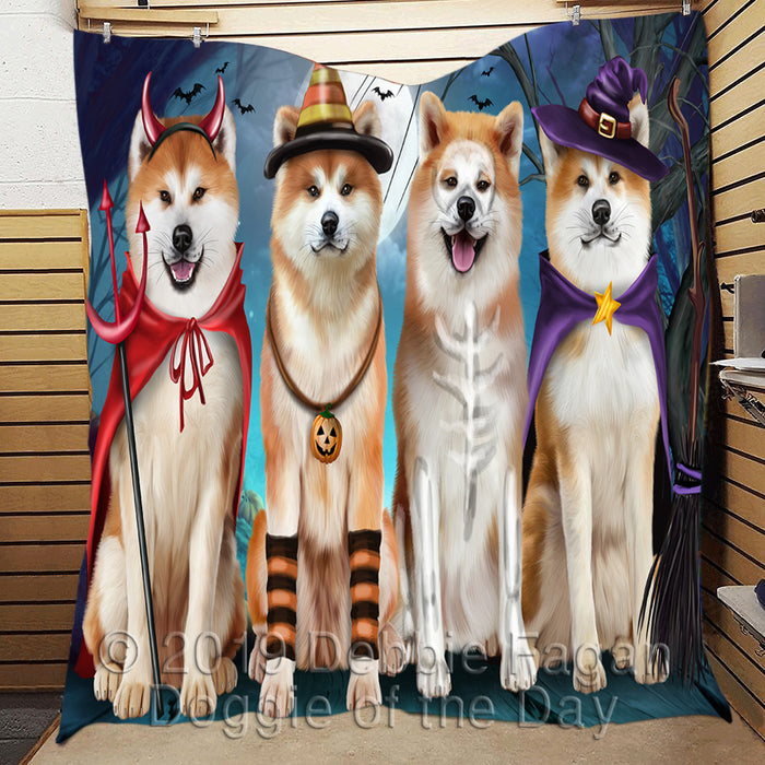 Happy Halloween Trick or Treat Akita Dogs Lightweight Soft Bedspread Coverlet Bedding Quilt QUILT60136