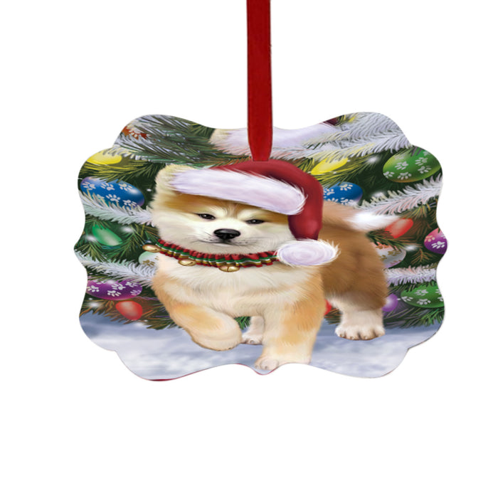 Trotting in the Snow Akita Dog Double-Sided Photo Benelux Christmas Ornament LOR49419