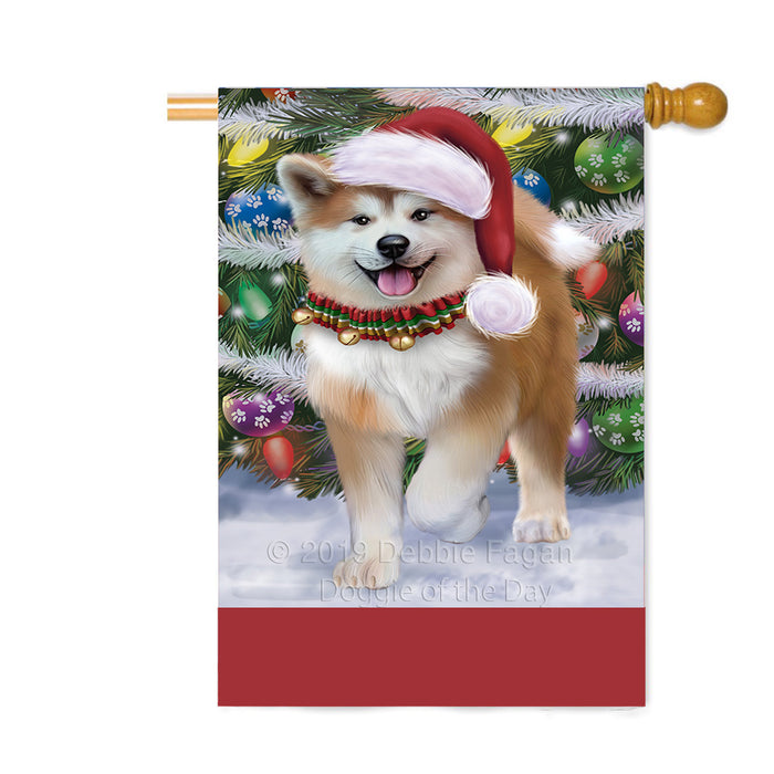 Personalized Trotting in the Snow Akita Dog Custom House Flag FLG-DOTD-A60707