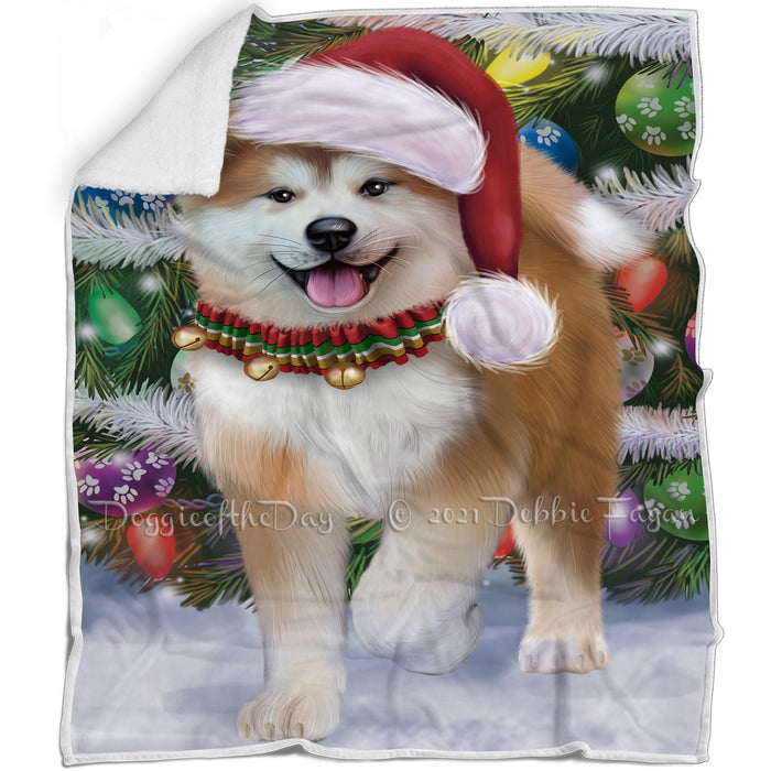 Trotting in the Snow Akita Dog Blanket BLNKT109479