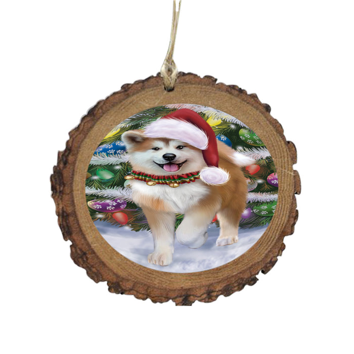 Trotting in the Snow Akita Dog Wooden Christmas Ornament WOR49420
