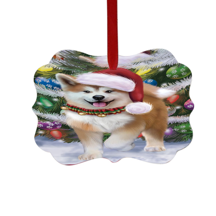 Trotting in the Snow Akita Dog Double-Sided Photo Benelux Christmas Ornament LOR49420