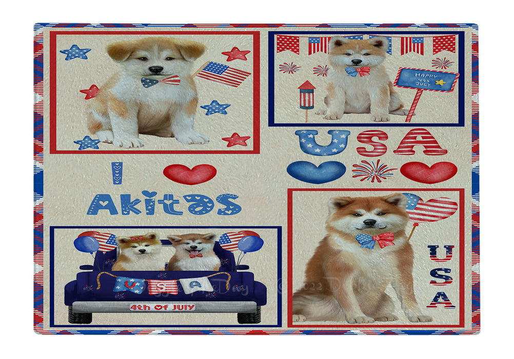 4th of July Independence Day I Love USA Akita Dogs Cutting Board - For Kitchen - Scratch & Stain Resistant - Designed To Stay In Place - Easy To Clean By Hand - Perfect for Chopping Meats, Vegetables