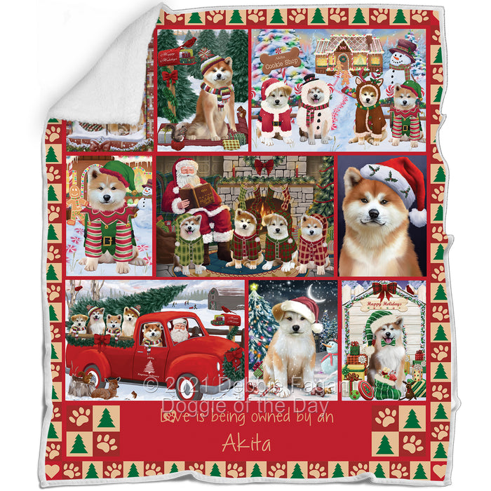 Love is Being Owned Christmas Akita Dogs Blanket BLNKT143430