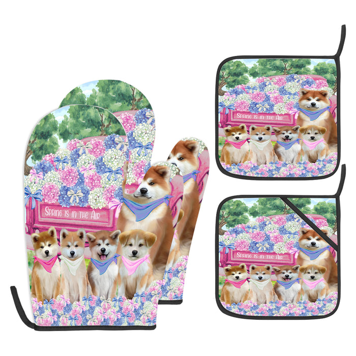 Akita Oven Mitts and Pot Holder Set, Kitchen Gloves for Cooking with Potholders, Explore a Variety of Custom Designs, Personalized, Pet & Dog Gifts