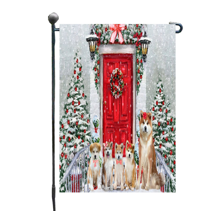 Christmas Holiday Welcome Akita Dogs Garden Flags- Outdoor Double Sided Garden Yard Porch Lawn Spring Decorative Vertical Home Flags 12 1/2"w x 18"h