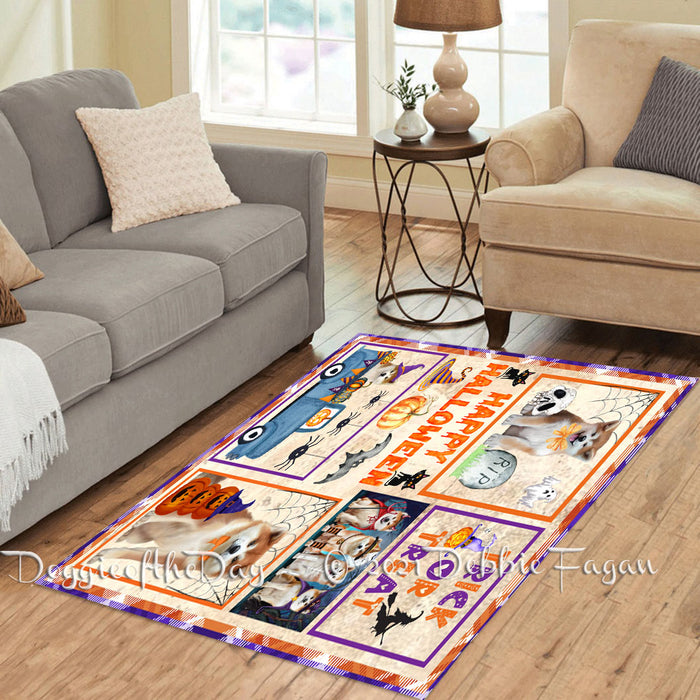 Happy Halloween Trick or Treat Akita Dogs Polyester Living Room Carpet Area Rug ARUG65347