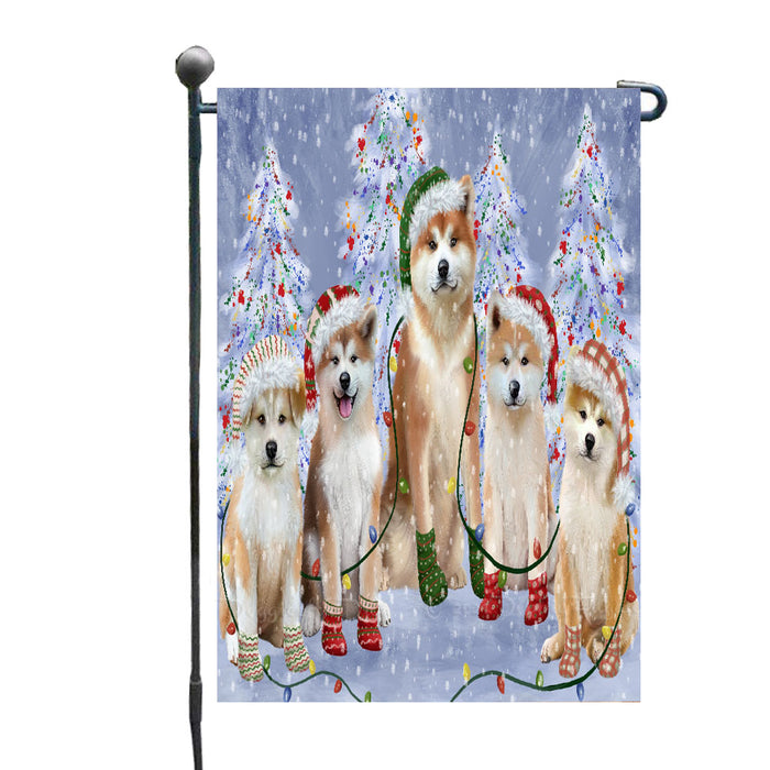 Christmas Lights and Akita Dogs Garden Flags- Outdoor Double Sided Garden Yard Porch Lawn Spring Decorative Vertical Home Flags 12 1/2"w x 18"h
