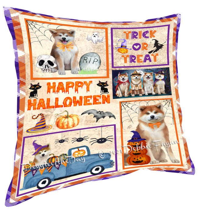 Happy Halloween Trick or Treat Akita Dogs Pillow with Top Quality High-Resolution Images - Ultra Soft Pet Pillows for Sleeping - Reversible & Comfort - Ideal Gift for Dog Lover - Cushion for Sofa Couch Bed - 100% Polyester