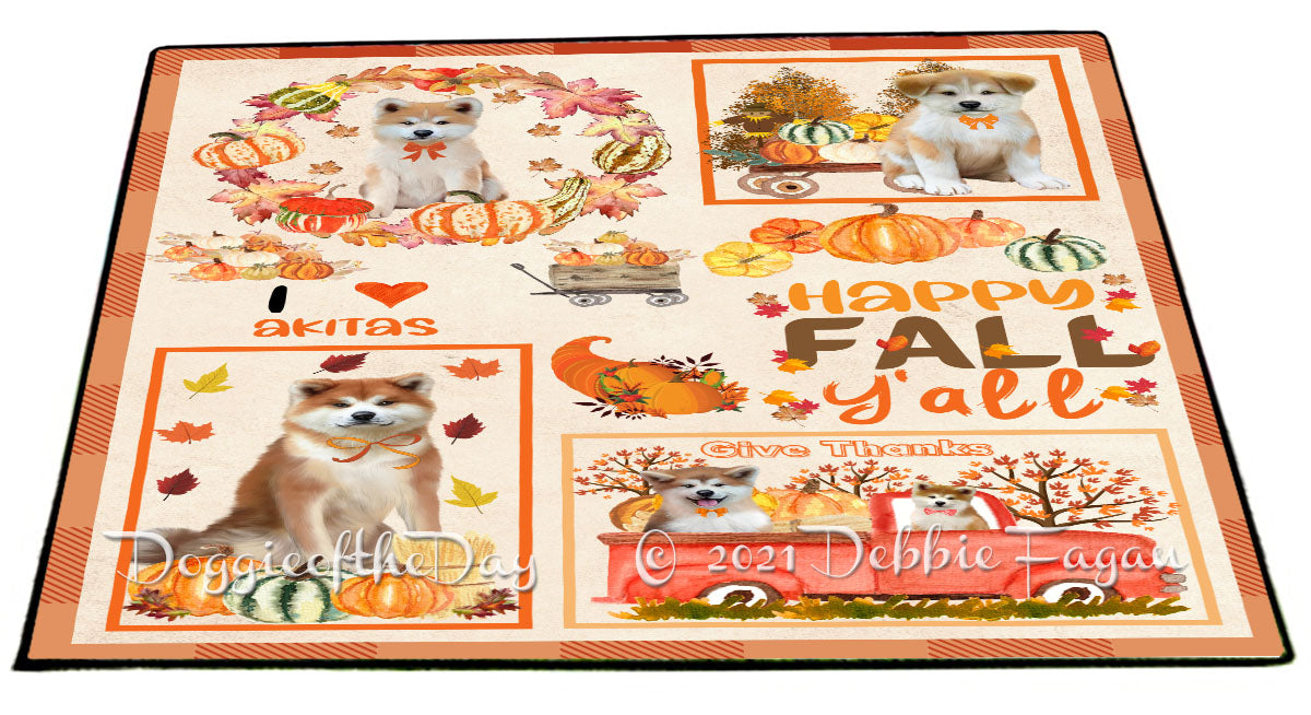 Happy Fall Y'all Pumpkin Akita Dogs Indoor/Outdoor Welcome Floormat - Premium Quality Washable Anti-Slip Doormat Rug FLMS58501