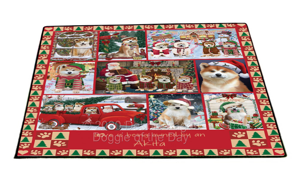 Love is Being Owned Christmas Akita Dogs Floormat FLMS54739