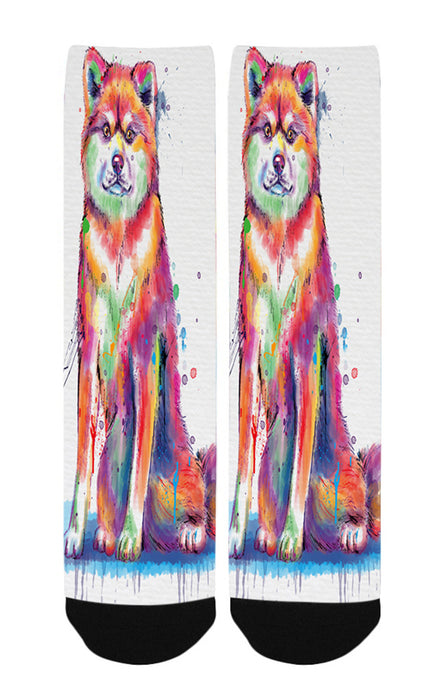 Watercolor Akita Dog Women's Casual Socks