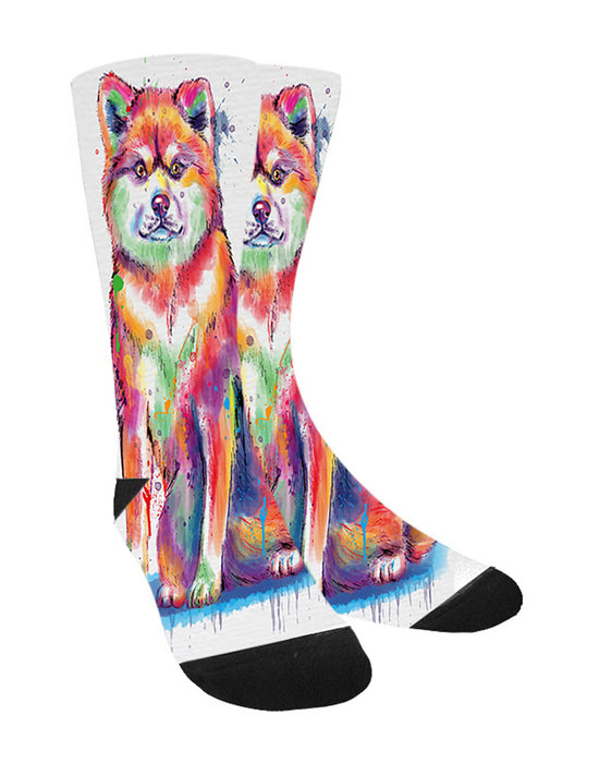 Watercolor Akita Dog Women's Casual Socks