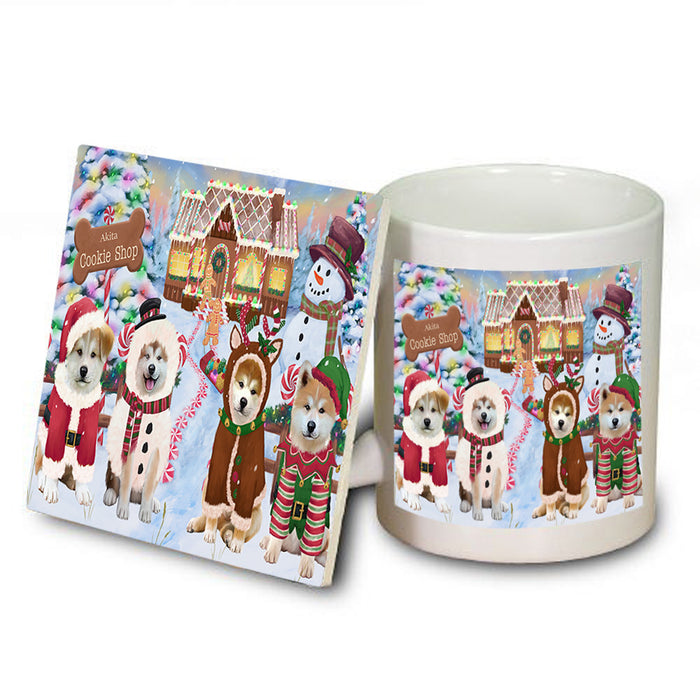 Holiday Gingerbread Cookie Shop Akitas Dog Mug and Coaster Set MUC56084