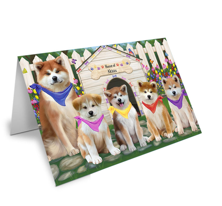 Spring Dog House Akitas Dog Handmade Artwork Assorted Pets Greeting Cards and Note Cards with Envelopes for All Occasions and Holiday Seasons GCD60620