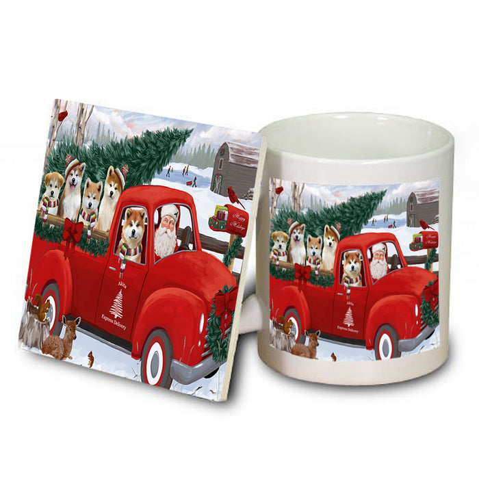 Christmas Santa Express Delivery Akitas Dog Family Mug and Coaster Set MUC54989