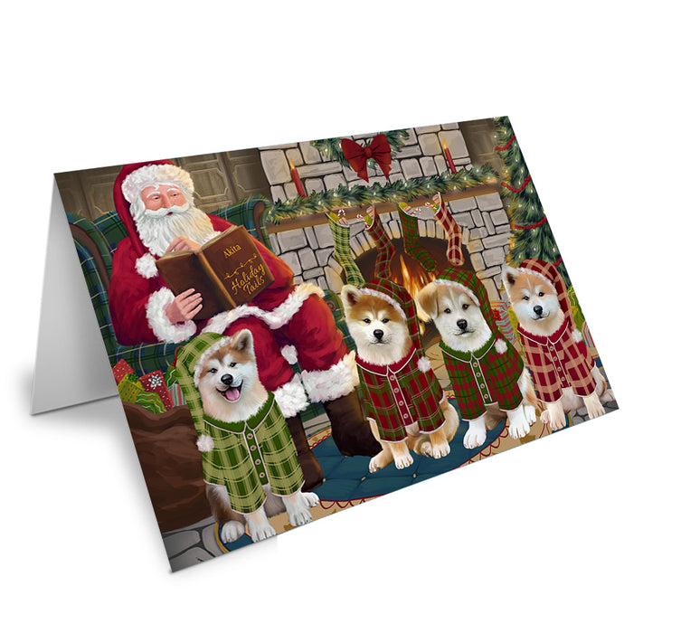 Christmas Cozy Holiday Tails Akitas Dog Handmade Artwork Assorted Pets Greeting Cards and Note Cards with Envelopes for All Occasions and Holiday Seasons GCD69773
