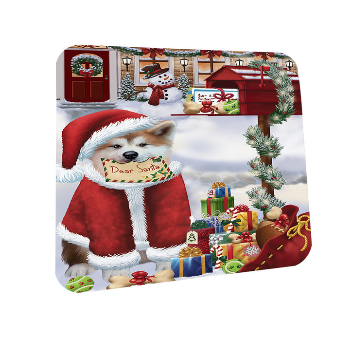 Akita Dog Dear Santa Letter Christmas Holiday Mailbox Coasters Set of 4 CST53472