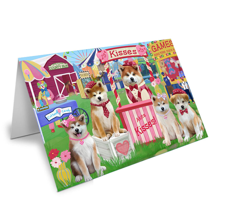 Carnival Kissing Booth Akitas Dog Handmade Artwork Assorted Pets Greeting Cards and Note Cards with Envelopes for All Occasions and Holiday Seasons GCD71828