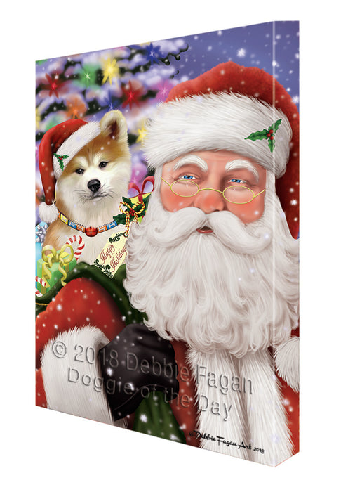 Santa Carrying Akita Dog and Christmas Presents Canvas Print Wall Art Décor CVS100826