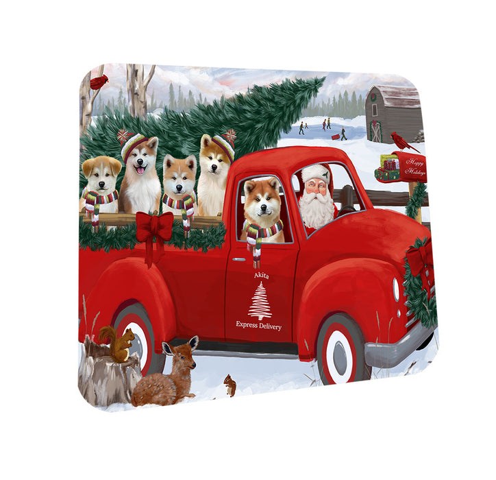 Christmas Santa Express Delivery Akitas Dog Family Coasters Set of 4 CST54955