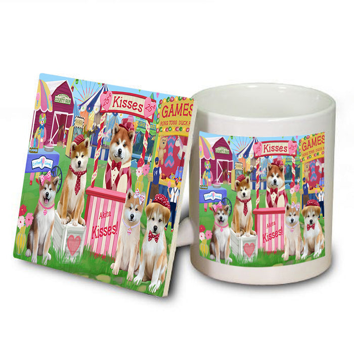 Carnival Kissing Booth Akitas Dog Mug and Coaster Set MUC55763