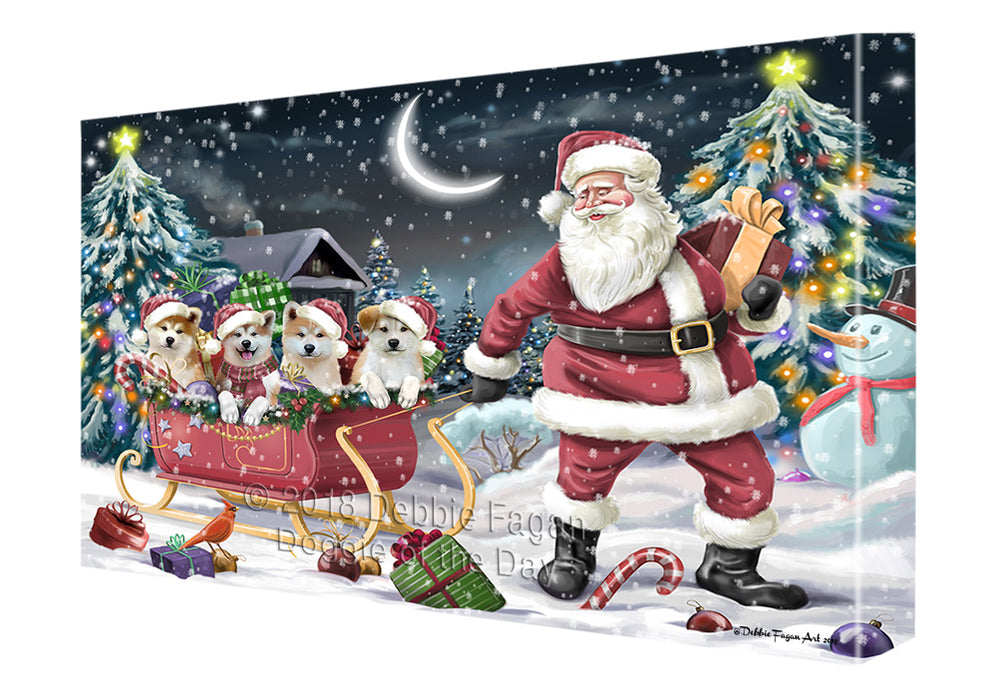 Santa Sled Dogs Christmas Happy Holidays Akitas Dog Canvas Print Wall Art Décor CVS82655