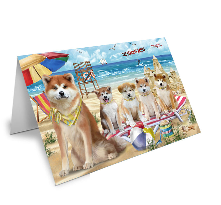 Pet Friendly Beach Akitas Dog Handmade Artwork Assorted Pets Greeting Cards and Note Cards with Envelopes for All Occasions and Holiday Seasons GCD53861