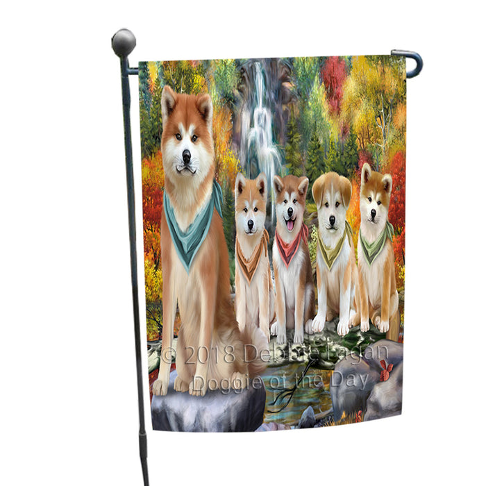 Scenic Waterfall Akita Dogs Garden Flag GFLG49487