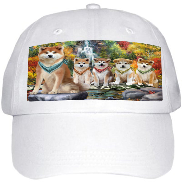 Scenic Waterfall Akita Dogs Ball Hat Cap HAT52707
