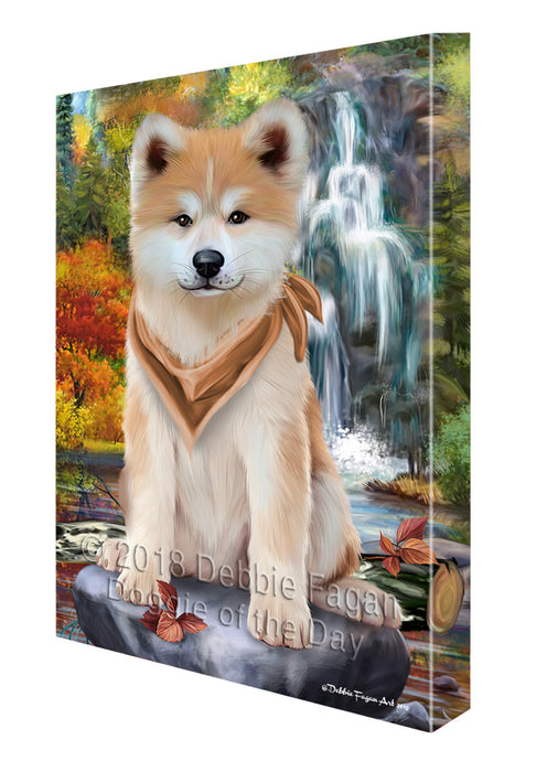 Scenic Waterfall Akita Dog Canvas Wall Art CVS62674