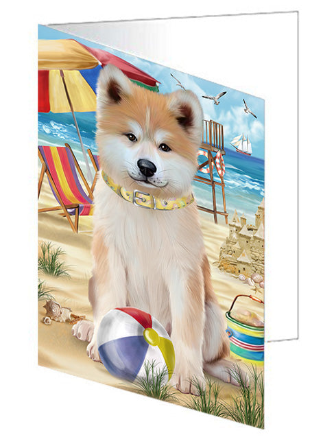 Pet Friendly Beach Akita Dog Handmade Artwork Assorted Pets Greeting Cards and Note Cards with Envelopes for All Occasions and Holiday Seasons GCD53864