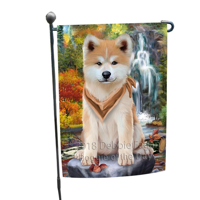 Scenic Waterfall Akita Dog Garden Flag GFLG49488