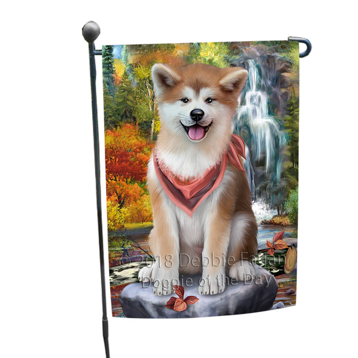 Scenic Waterfall Akita Dog Garden Flag GFLG49489