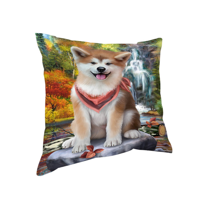 Scenic Waterfall Akita Dog Pillow PIL54496