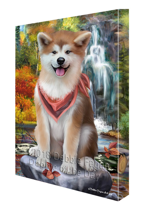 Scenic Waterfall Akita Dog Canvas Wall Art CVS62683