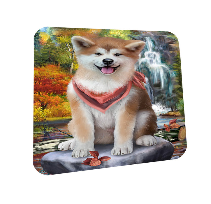 Scenic Waterfall Akita Dog Coasters Set of 4 CST49569