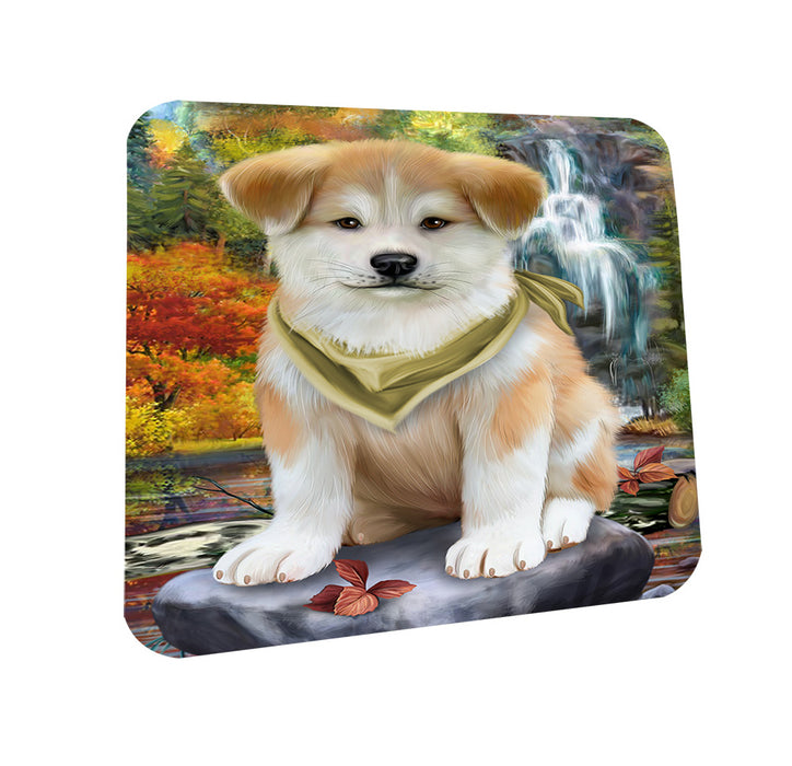 Scenic Waterfall Akita Dog Coasters Set of 4 CST49570