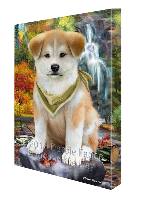 Scenic Waterfall Akita Dog Canvas Wall Art CVS62692
