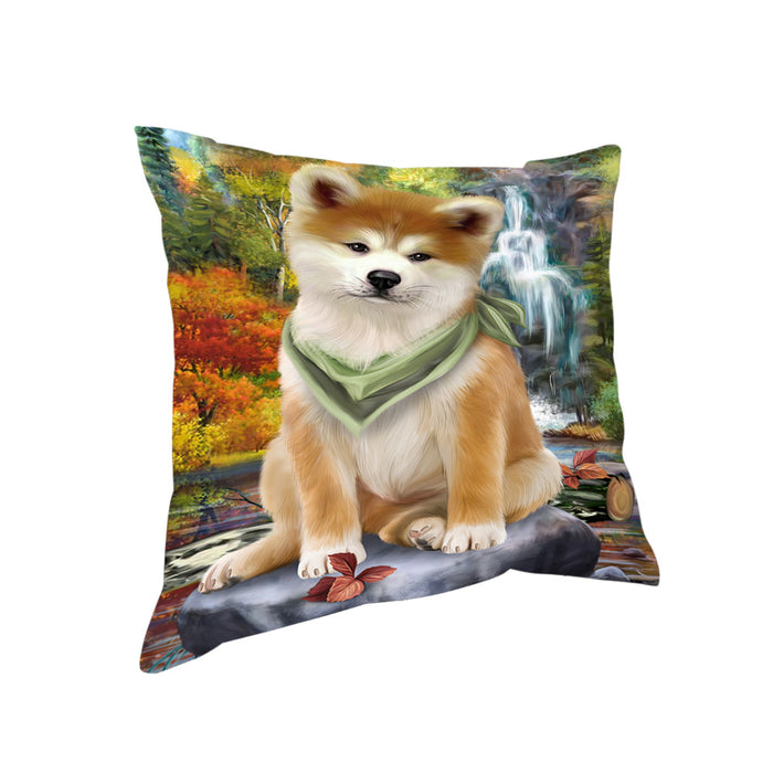 Scenic Waterfall Akita Dog Pillow PIL54504