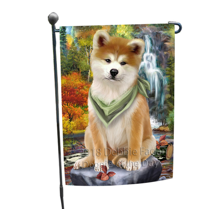 Scenic Waterfall Akita Dog Garden Flag GFLG49491