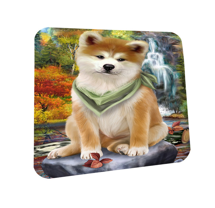 Scenic Waterfall Akita Dog Coasters Set of 4 CST49571