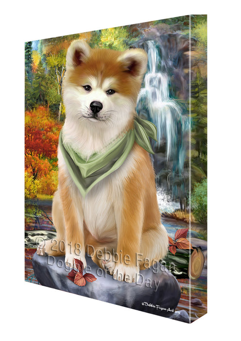 Scenic Waterfall Akita Dog Canvas Wall Art CVS62701