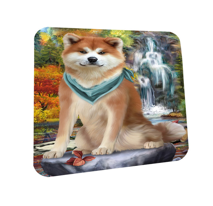 Scenic Waterfall Akita Dog Coasters Set of 4 CST49572