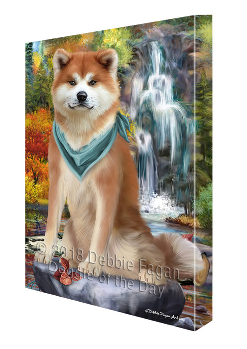 Scenic Waterfall Akita Dog Canvas Wall Art CVS62710