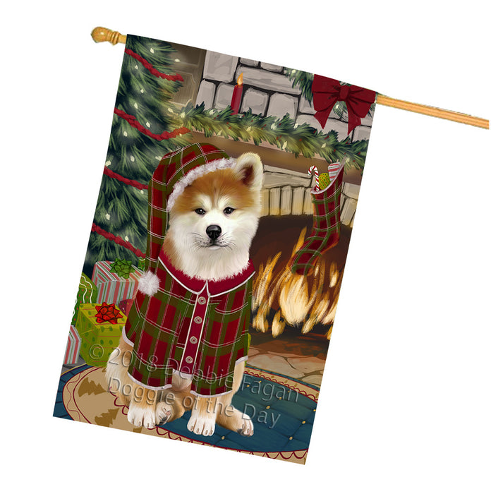 The Stocking was Hung Akita Dog House Flag FLG55581