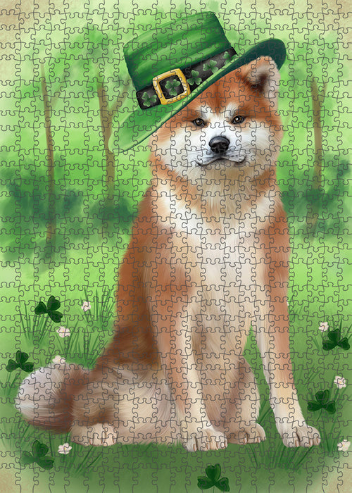 St. Patricks Day Irish Portrait Akita Dog Portrait Jigsaw Puzzle for Adults Animal Interlocking Puzzle Game Unique Gift for Dog Lover's with Metal Tin Box PZL007