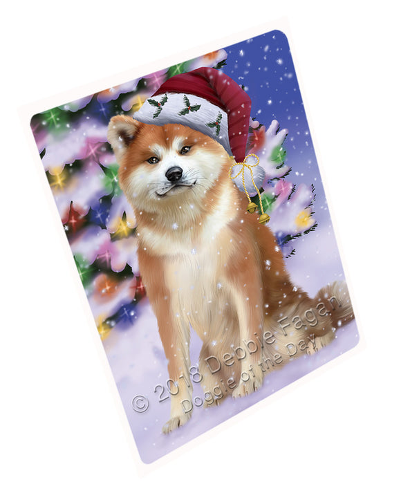 Winterland Wonderland Akita Dog In Christmas Holiday Scenic Background Large Refrigerator / Dishwasher Magnet RMAG83214