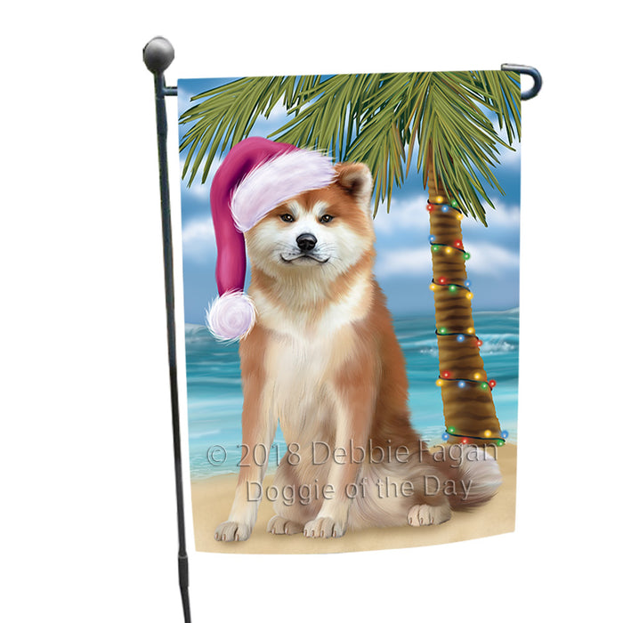 Summertime Happy Holidays Christmas Akita Dog on Tropical Island Beach Garden Flag GFLG54586